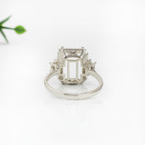 Halo and Baguette Ring Setting w Earth Mined Diamond Accents in 14K Solid Gold