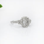 Cushion Ring Semi Mount w Earth Mined Diamonds in Solid 14K Gold | Customizable