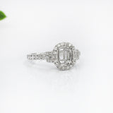 Cushion Ring Semi Mount w Earth Mined Diamonds in Solid 14K Gold | Customizable