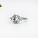 Cushion Ring Semi Mount w Earth Mined Diamonds in Solid 14K Gold | Customizable