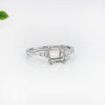 Cushion Ring Semi Mount w Baguette & Round Diamond Accents in Solid 14K Gold