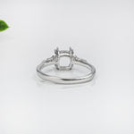 Cushion Ring Semi Mount w Baguette & Round Diamond Accents in Solid 14K Gold