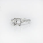 Cushion Ring Semi Mount w Baguette & Round Diamond Accents in Solid 14K Gold