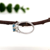 1.3ct Aquamarine Ring w Earth Mined Diamonds in Solid 14K White Gold | Cushion 7mm