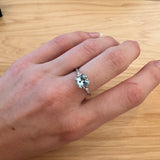 1.3ct Aquamarine Ring w Earth Mined Diamonds in Solid 14K White Gold | Cushion 7mm