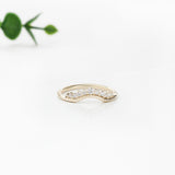 Stackable Curved Band with Earth Mined Diamonds in 14K Solid Gold