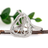 Trinity 14K Solid Gold Ring Setting with Diamonds | Trillion 19mm