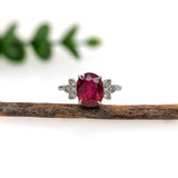 Madagascar Ruby Ring w Earth Mined Diamond Accents in Solid 14K Gold | Oval 10x8mm