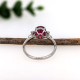 Madagascar Ruby Ring w Earth Mined Diamond Accents in Solid 14K Gold | Oval 10x8mm