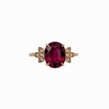 4cts Ruby Ring w Earth Mined Diamond Accents in Solid 14K Yellow Gold | Oval 10x8mm