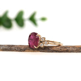 Madagascar Ruby Ring w Earth Mined Diamond Accents in Solid 14K Gold | Oval 10x8mm