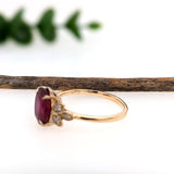 Madagascar Ruby Ring w Earth Mined Diamond Accents in Solid 14K Gold | Oval 10x8mm