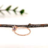 Dainty Engagement Tanzanite Ring w Natural Diamonds in 14K Yellow Gold | EM 6x4mm