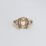 Statement Trio Diamond Accent Ring Setting in 14K Solid Gold | Oval | Customizable