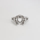 Statement Trio Diamond Accent Ring Setting in 14K Solid Gold | Oval | Customizable