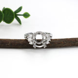 Statement Trio Diamond Accent Ring Setting in 14K Solid Gold | Oval | Customizable