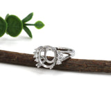 Statement Trio Diamond Accent Ring Setting in 14K Solid Gold | Oval | Customizable