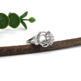 Statement Trio Diamond Accent Ring Setting in 14K Solid Gold | Oval | Customizable