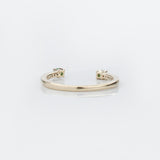Emerald Accented Open Band w Earth Mined Diamonds in Solid 14K Yellow Gold