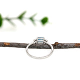 Dainty East West London Blue Topaz Ring w Aquamarine Accents in 14K White Gold EM 6X4mm