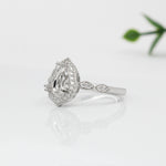 Vintage Style 4 Petal Ring Setting w Milgrain and Natural Diamonds in 14K Gold