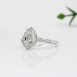 Vintage Style 4 Petal Ring Setting w Milgrain and Natural Diamonds in 14K Gold