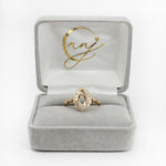 Vintage Style 4 Petal Ring Setting w Milgrain and Natural Diamonds in 14K Gold