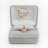 Vintage Style 4 Petal Ring Setting w Milgrain and Natural Diamonds in 14K Gold