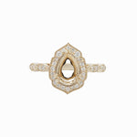 Vintage Style 4 Petal Ring Setting w Milgrain and Natural Diamonds in 14K Gold