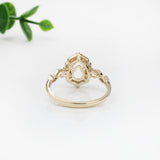 Vintage Style 4 Petal Ring Setting w Milgrain and Natural Diamonds in 14K Gold