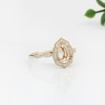Vintage Style 4 Petal Ring Setting w Milgrain and Natural Diamonds in 14K Gold