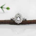 Vintage Style 4 Petal Ring Setting w Milgrain and Natural Diamonds in 14K Gold
