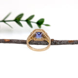 2.6ct Bespoke Tanzanite Ring w Baguette Diamonds in Solid 14K Gold | EM 9x7mm
