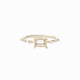 Dainty East West Ring Setting w Diamond Accents in Solid 14K Gold | Cushion