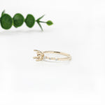 Dainty East West Ring Setting w Diamond Accents in Solid 14K Gold | Cushion