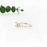 Dainty East West Ring Setting w Diamond Accents in Solid 14K Gold | Cushion