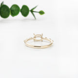 Dainty East West Ring Setting w Diamond Accents in Solid 14K Gold | Cushion