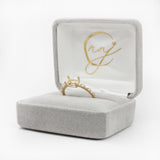 Dainty East West Ring Setting w Diamond Accents in Solid 14K Gold | Cushion