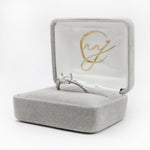 Dainty East West Ring Setting w Diamond Accents in Solid 14K Gold | Cushion