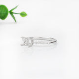 Dainty East West Ring Setting w Diamond Accents in Solid 14K Gold | Cushion