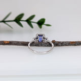 1.2ct Tanzanite Ring w Earth Mined Diamonds in Solid 14K White Gold | EM 7x5mm