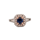 Dual 14K Rose and White Gold Natural Ceylon Blue Sapphire and Diamond Ring