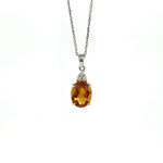 1.7ct Citrine Pendant w Earth Mined Diamonds in Solid 14k Gold | Oval 9x7mm