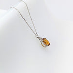 1.7ct Citrine Pendant w Earth Mined Diamonds in Solid 14k Gold | Oval 9x7mm
