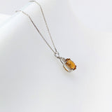 1.7ct Citrine Pendant w Earth Mined Diamonds in Solid 14k Gold | Oval 9x7mm