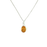 1.7ct Citrine Pendant w Earth Mined Diamonds in Solid 14k Gold | Oval 9x7mm