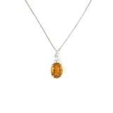 1.7ct Citrine Pendant w Earth Mined Diamonds in Solid 14k Gold | Oval 9x7mm