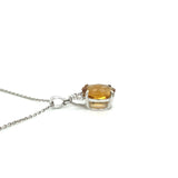 1.7ct Citrine Pendant w Earth Mined Diamonds in Solid 14k Gold | Oval 9x7mm