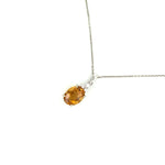 1.7ct Citrine Pendant w Earth Mined Diamonds in Solid 14k Gold | Oval 9x7mm