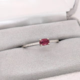 Dainty East West Ruby Ring with Diamond Accents